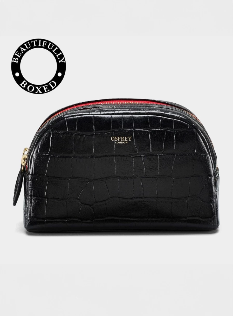 Osprey London The Flash Women's Leather Makeup Bag - Compact Travel Cosmetic Pouch