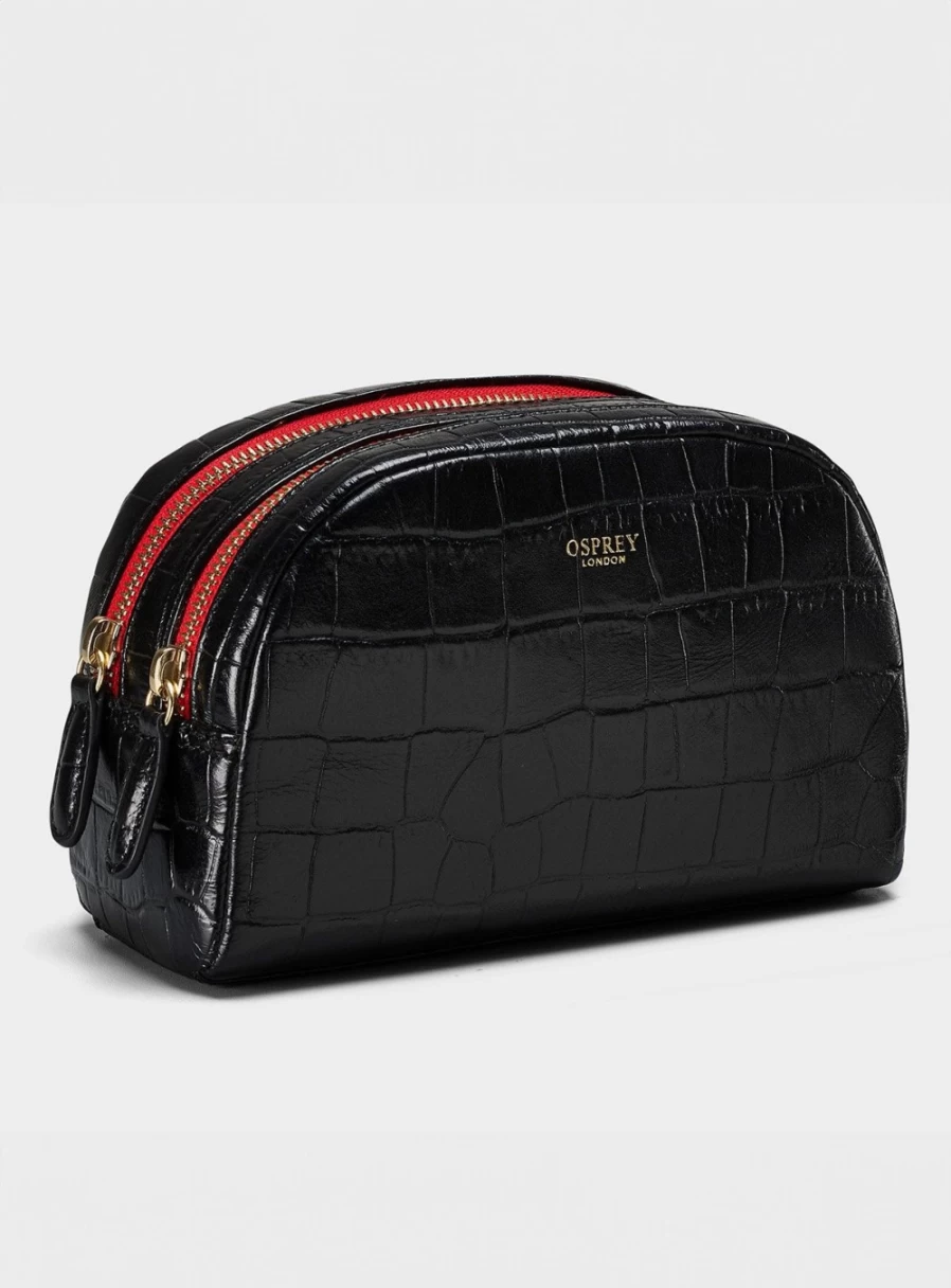 Osprey London The Flash Women's Leather Makeup Bag - Compact Travel Cosmetic Pouch