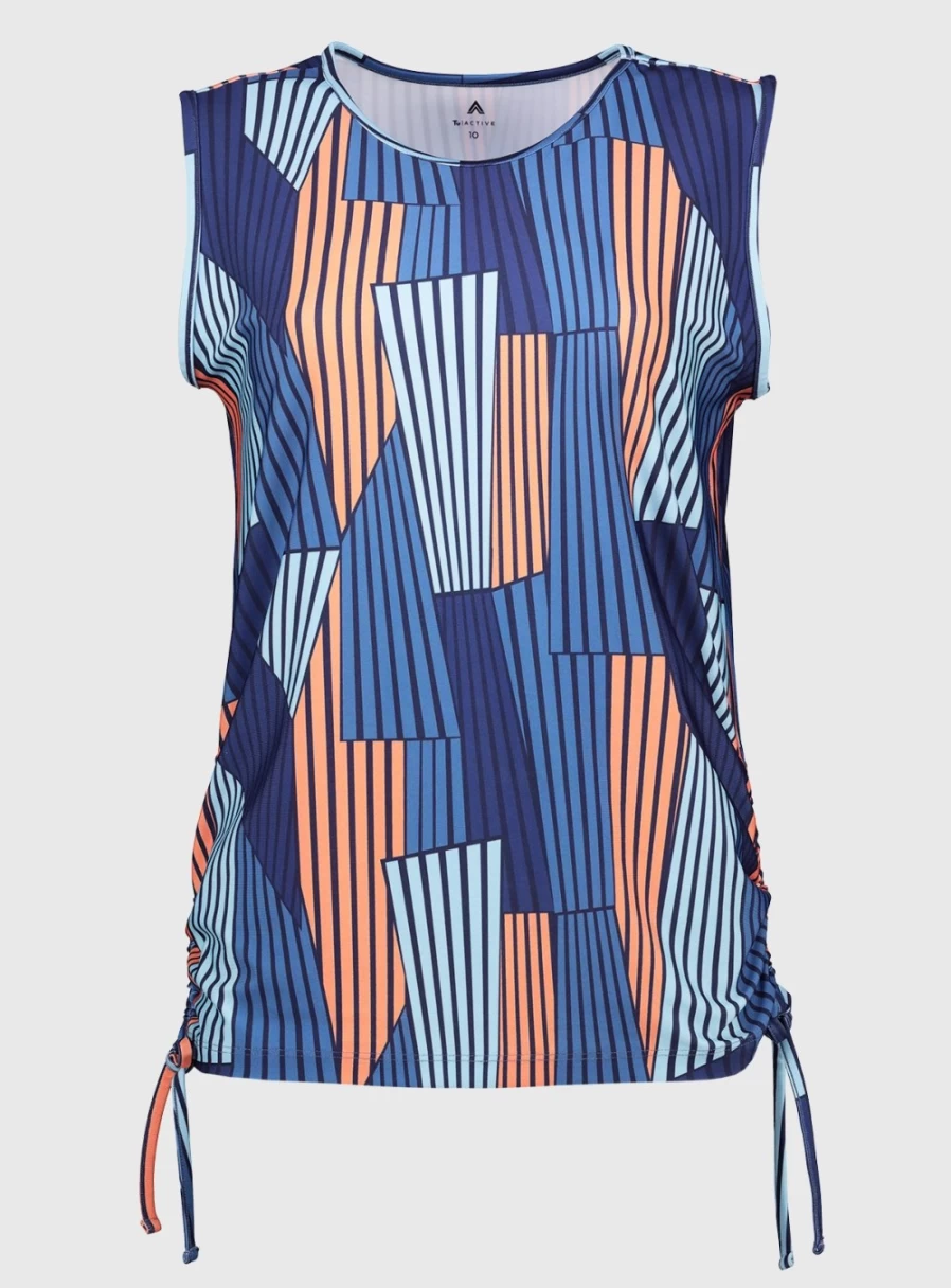 Tu Women's Active Navy Geometric Print Side Tie Vest Top - Stylish Athletic Wear