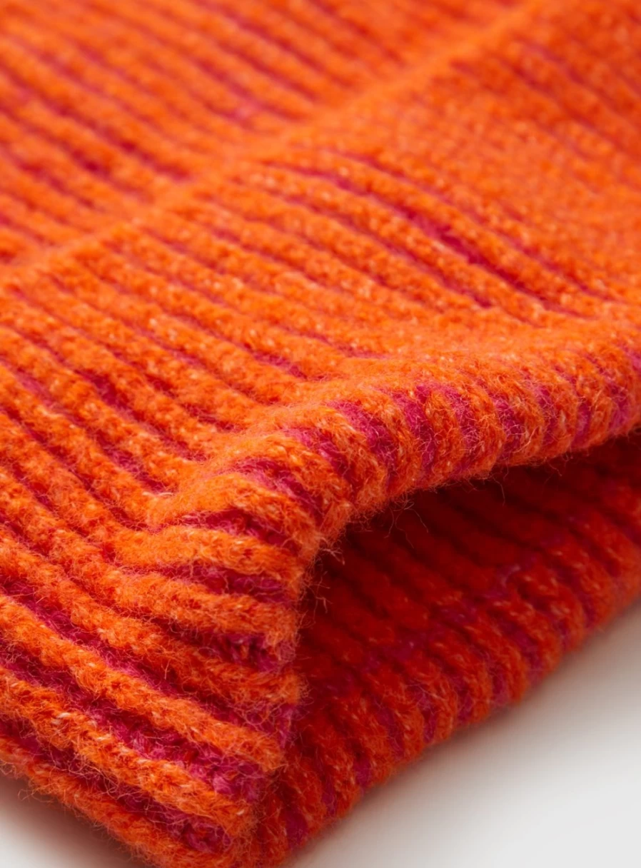 "Tu Women's Orange Two-Tone Beanie Hat - One Size Fashion Winter Knit Cap"