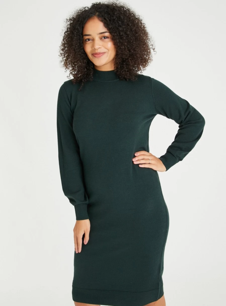 Tu Women's Green Soft Touch High Neck Dress - Elegant Comfort Fit Style 12
