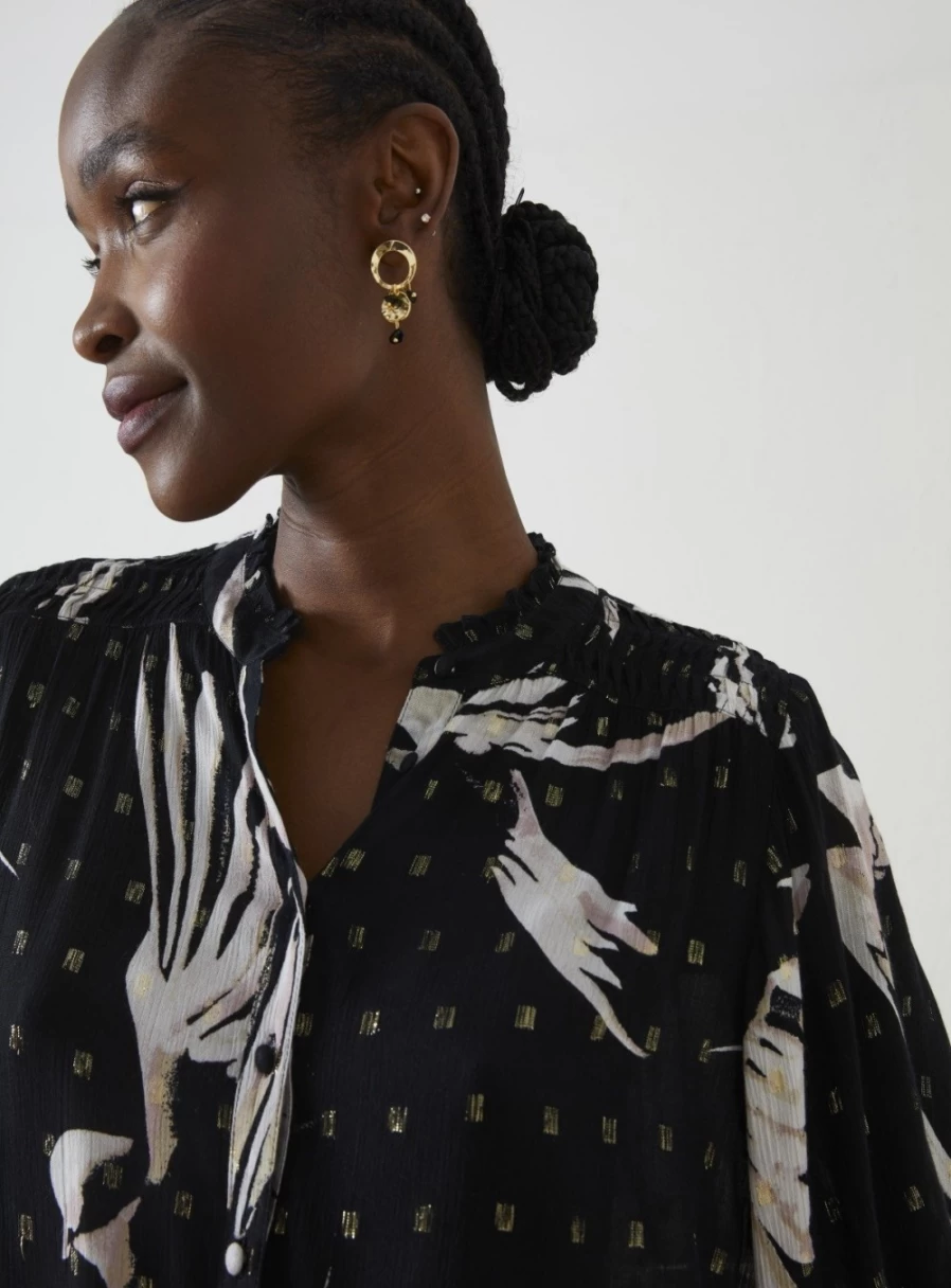 FatFace Women's Evelyn Swallow Print Blouse - XL Size Floral Tops