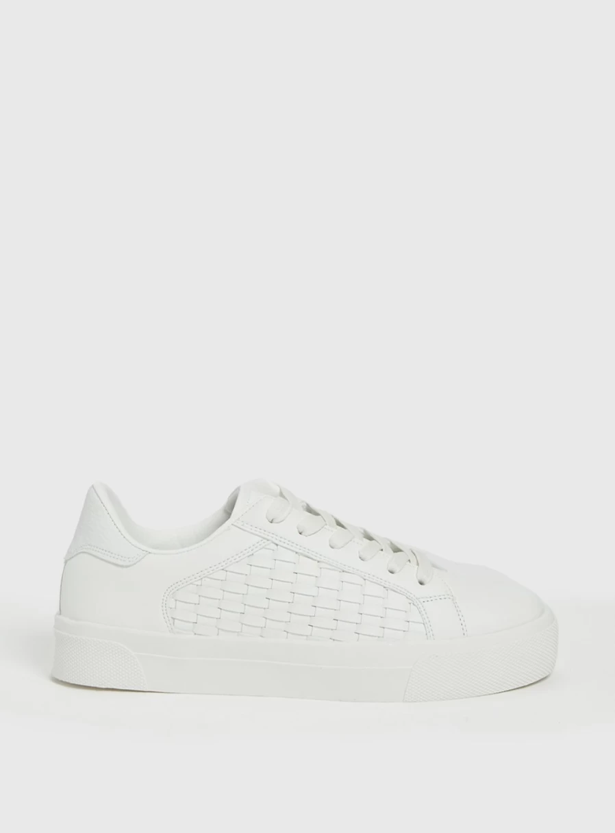 Tu Women's White Weave Side Panel Trainers - Lightweight Comfortable Sneakers for Running & Casual Wear