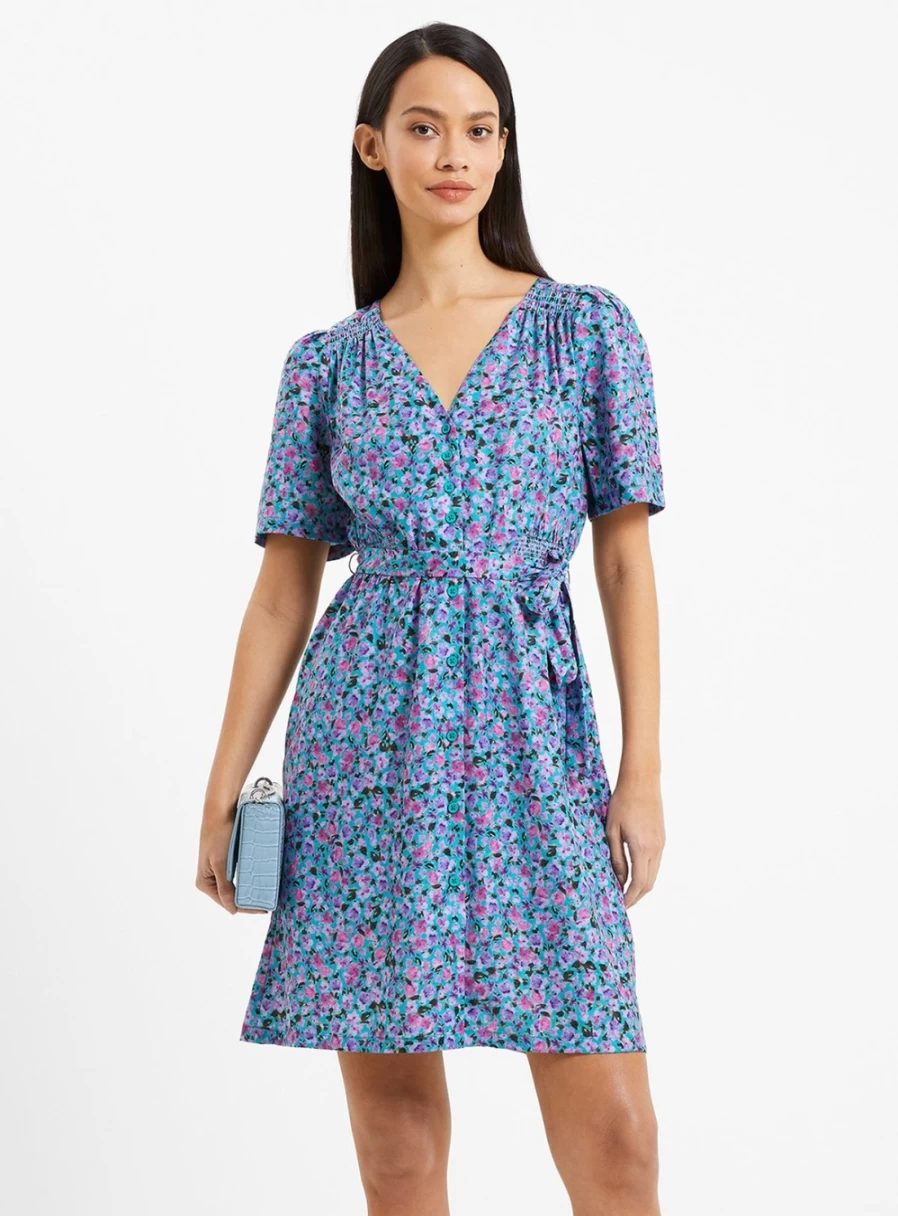 French Connection Women's Alezzia Ely Jacquard Short Sleeve Dress - Size 18