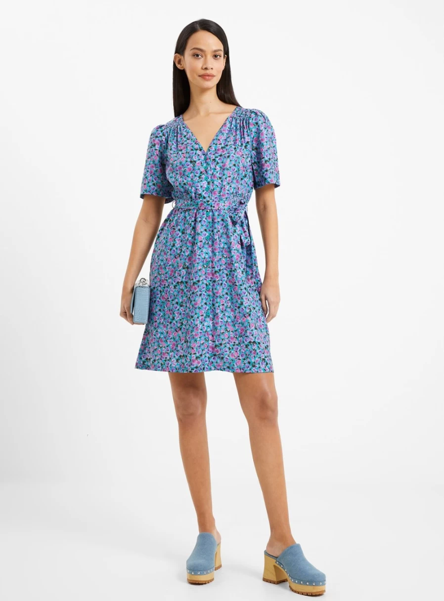 French Connection Women's Alezzia Ely Jacquard Short Sleeve Dress - Size 18
