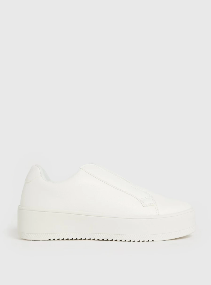 Tu Women's White Faux Leather Slip-On Sneakers - Comfortable Casual Trainers Size 5