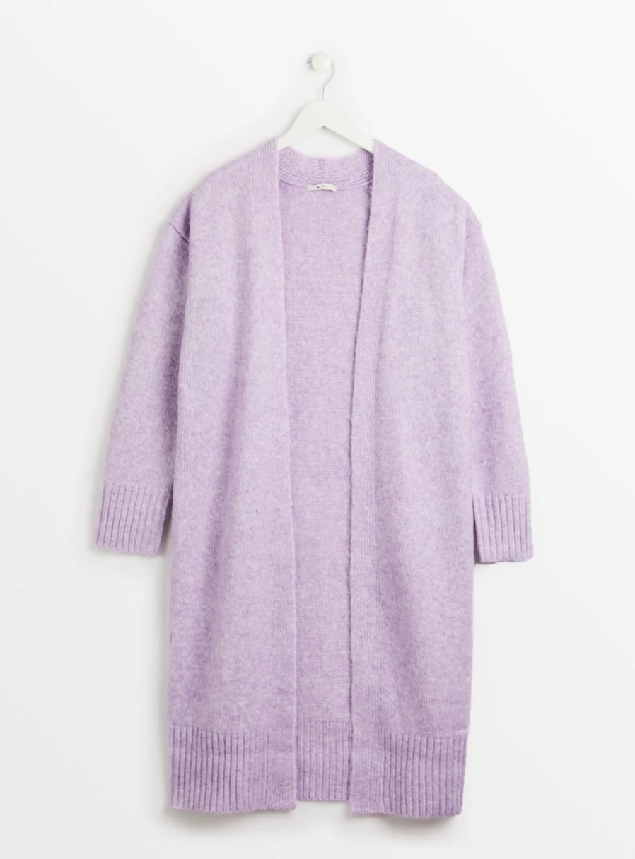 Tu Women's Lilac Longline Oversized Cardigan - Soft 8 Button Knit Sweater Coat