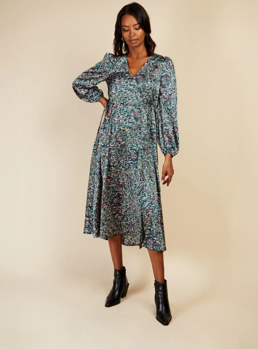 Vogue Williams Women's Green Print Midaxi Dress Size 10 | Floral Midi Dress for Women