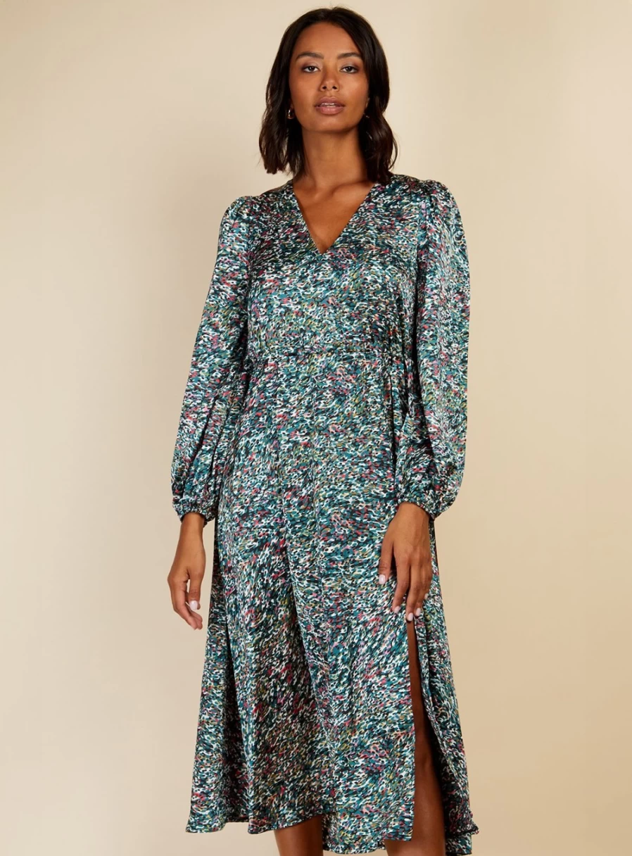 Vogue Williams Women's Green Print Midaxi Dress Size 10 | Floral Midi Dress for Women