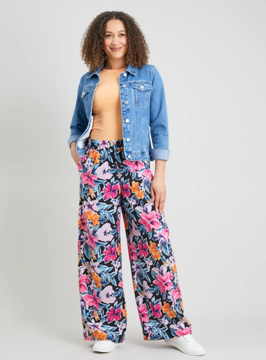 Tu Women's Floral Watercolor Print Wide Leg Trousers - 22S Spring Collection
