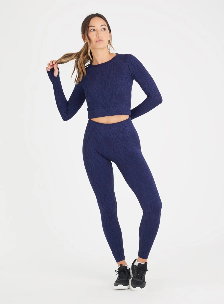 "TU Women's Navy Jacquard Camo Print High-Waisted Leggings - XL Size"