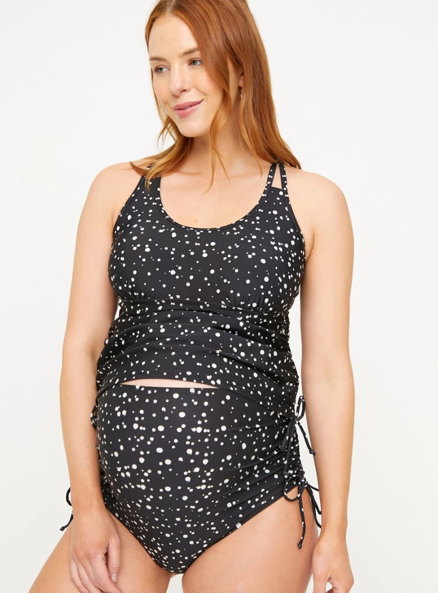 Tu Maternity Women's Black Spot Maternity Tankini Bottoms - Size 16 Pregnancy Swimwear