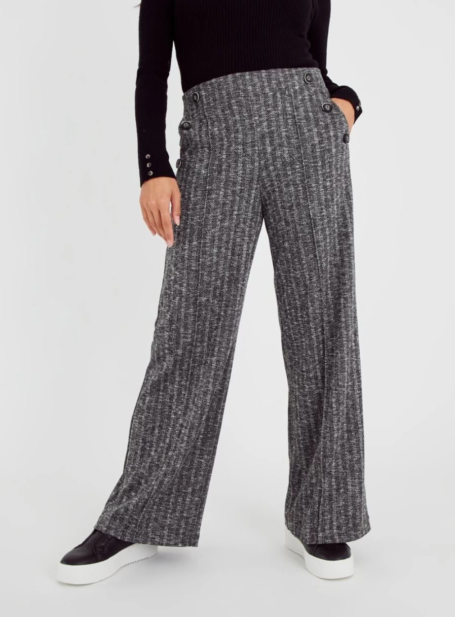 Tu Women's Salt & Pepper Wide Leg Trousers - Comfortable 10L Casual Pants