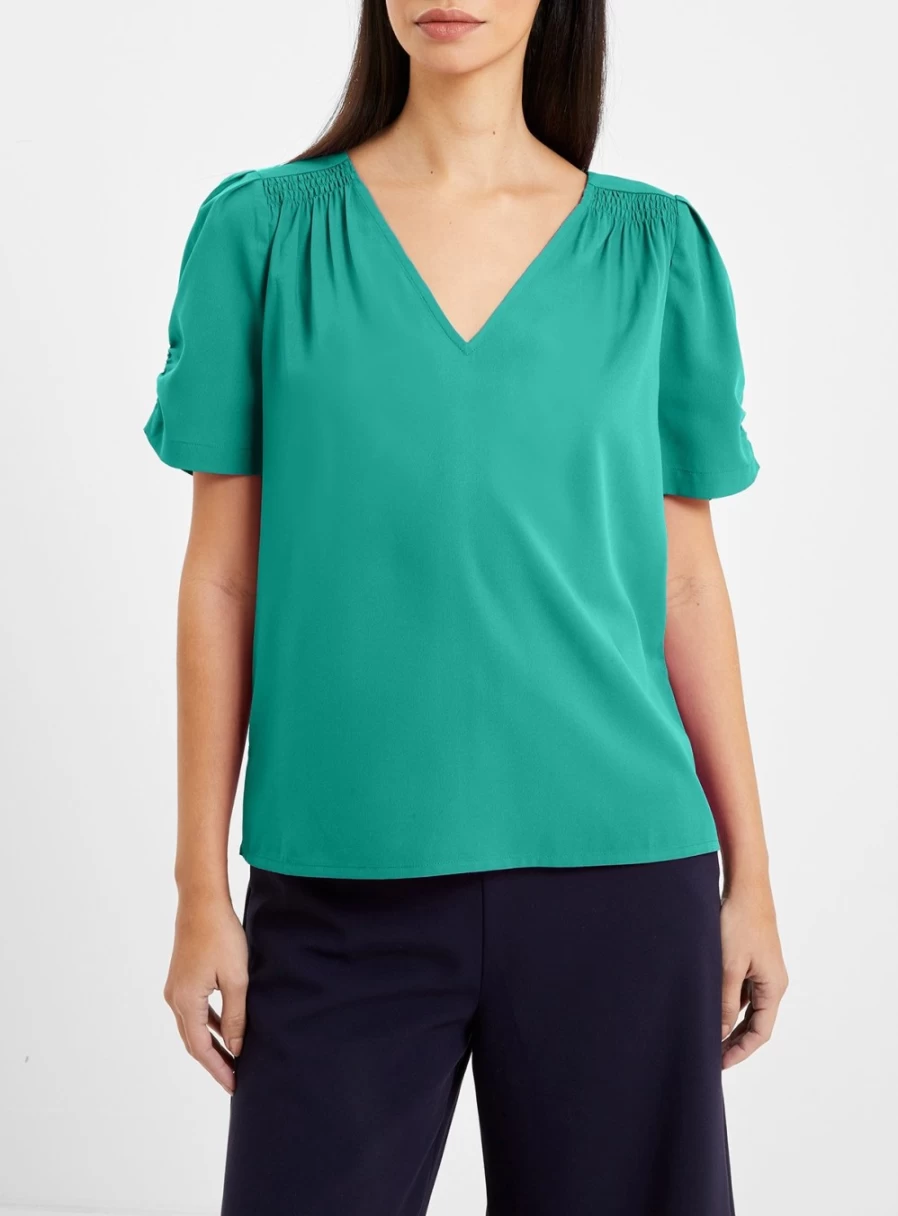 French Connection Women's Light V-Neck Crepe Top - Size M