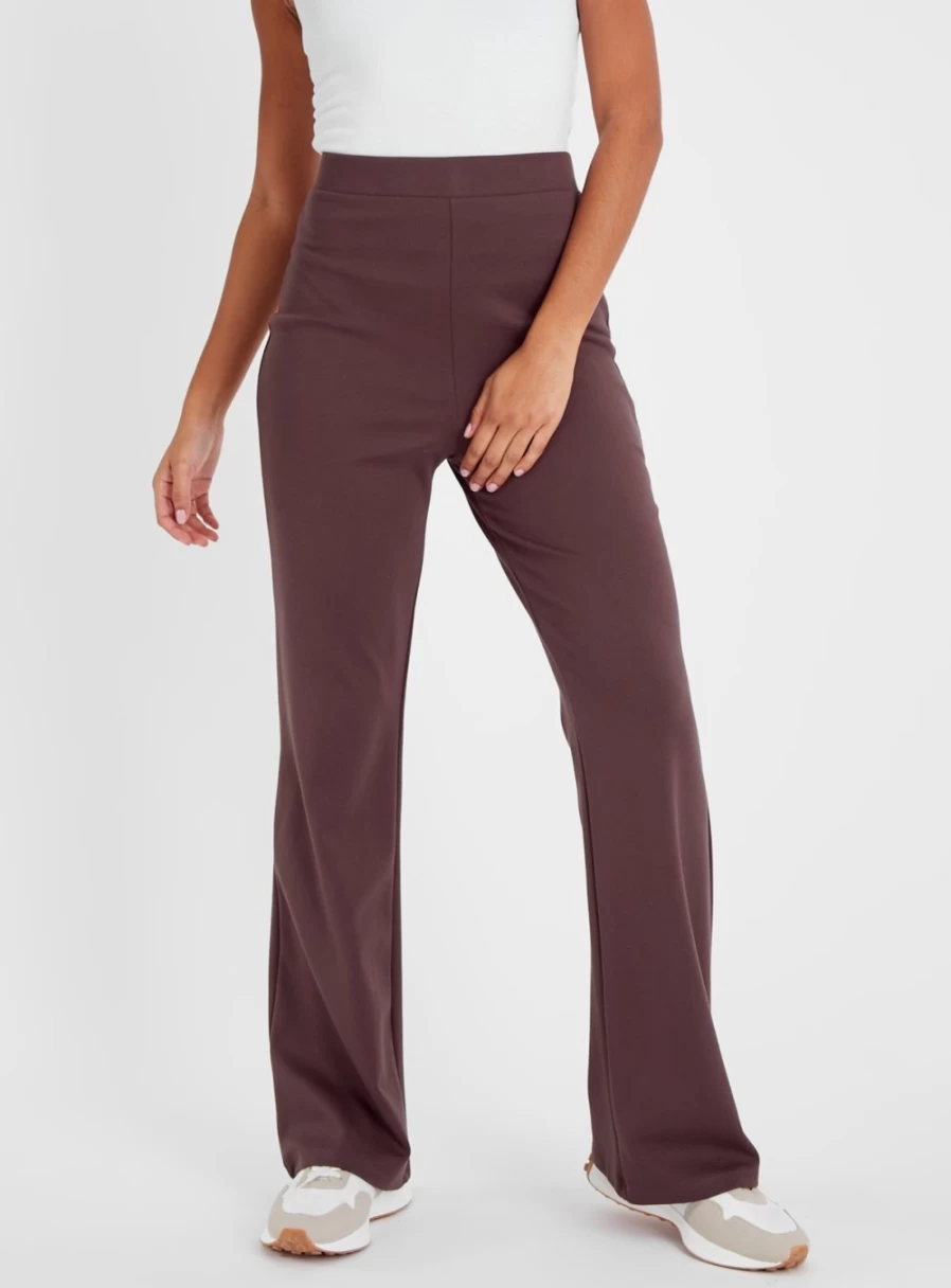 Tu Women's Brown Kickflare Ponte Pants - Comfortable Pull-On Trousers Size 24