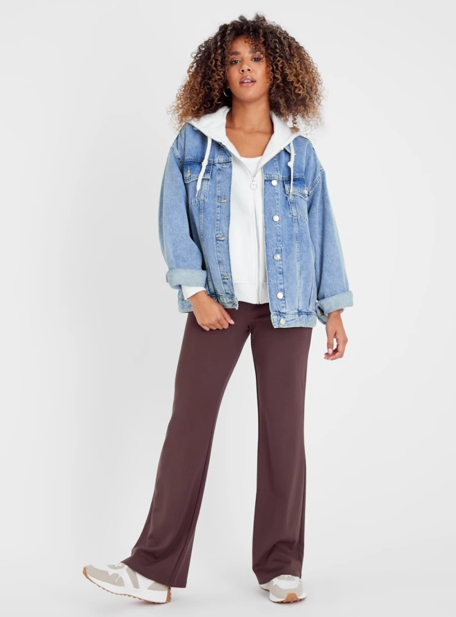 Tu Women's Brown Kickflare Ponte Pants - Comfortable Pull-On Trousers Size 24