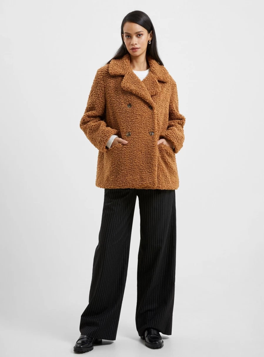 French Connection Women's Iren Borg Peacoat in XS - Classic Wool Coat for Winter