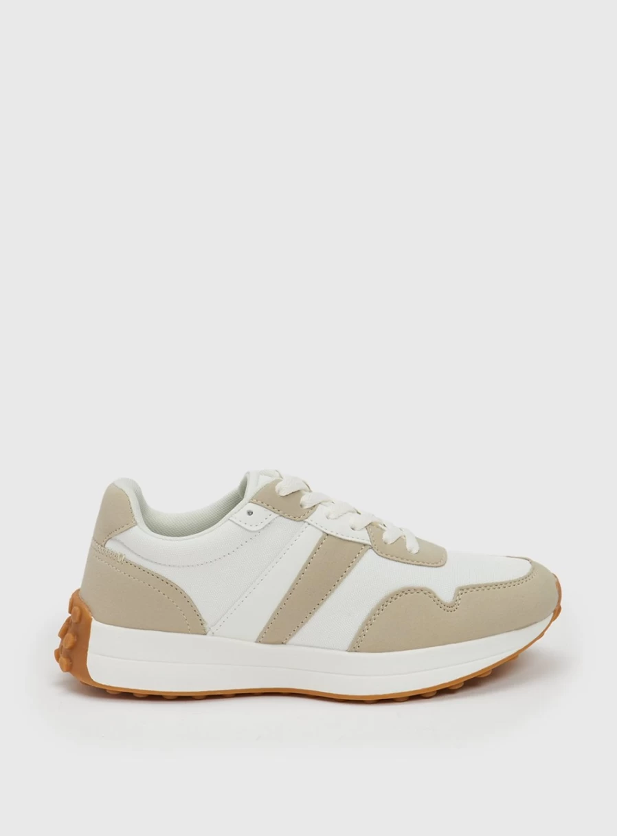 Tu Women's Stone Retro Chunky Trainers - Comfortable 6 Eyelet Platform Sneakers