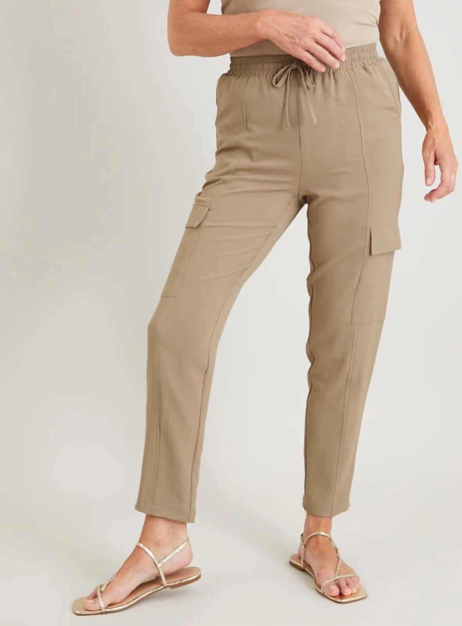 Tu Women's Mink Tapered Leg Cargo Pants - Stylish 22" Trousers for Casual Wear