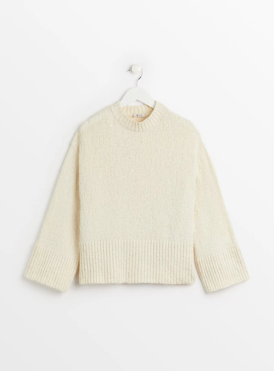 "Tu Women's Cream Popcorn Knit Jumper - Cozy Cable Knit Sweater Size 24"