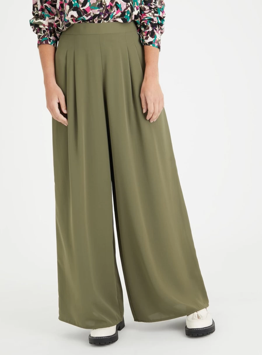 "Tu Women's Black Wide Leg Pleated Trousers - High Waist 14L Casual Pant"