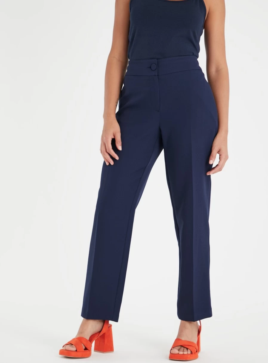 Tu Petite Women's Navy Straight Leg Trousers - Petite Size 20 Slim Fit Office Pants