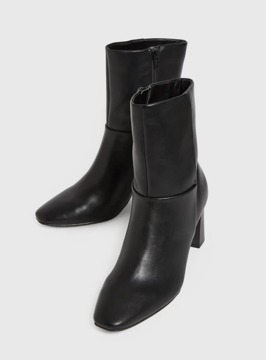 Tu Women's Black Heeled Ankle Boots - Stylish 3-Inch Heel Boots for Women
