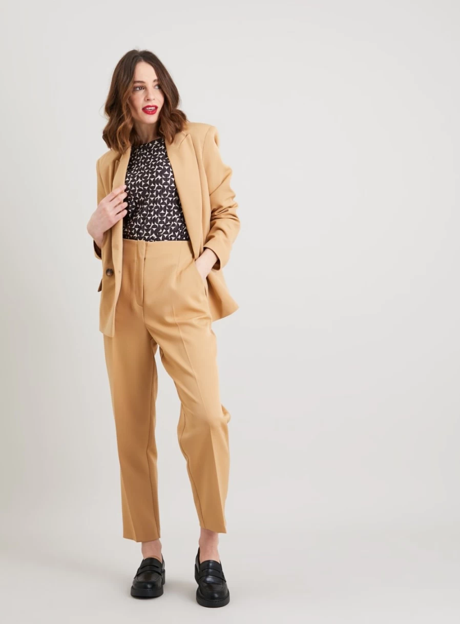 Tu Women's Light Brown High Waisted Tapered Coord Trousers - Size 10 | Slim Fit Casual Pants