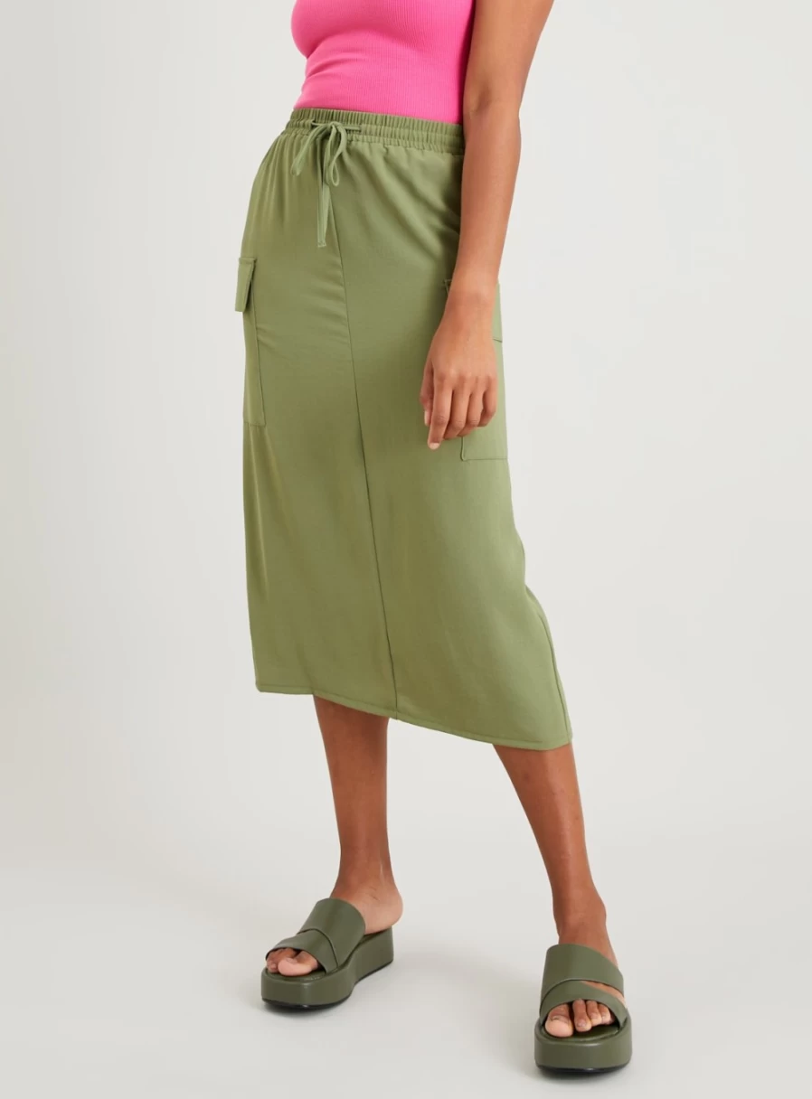 "Tu Women's Khaki Cargo Skirt - 8 Pocket Utility Style"