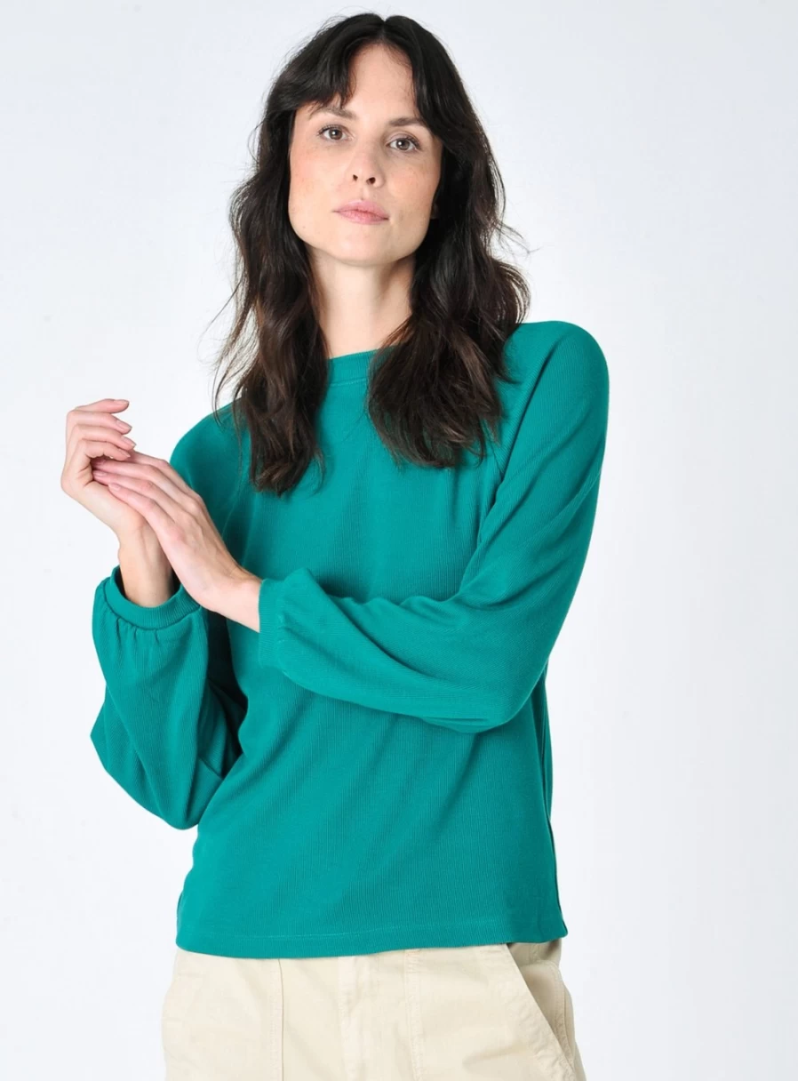 Burgs Women's Hatherleigh Ribbed Jersey Top - Comfortable Stretch Fit Casual Shirt