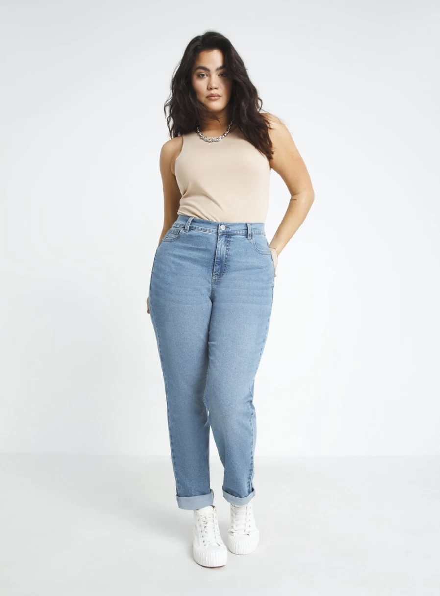 Simply Be Women's 24/7 Mid Rise Vintage Boyfriend Jeans in Size 28 - Comfort Stretch Denim