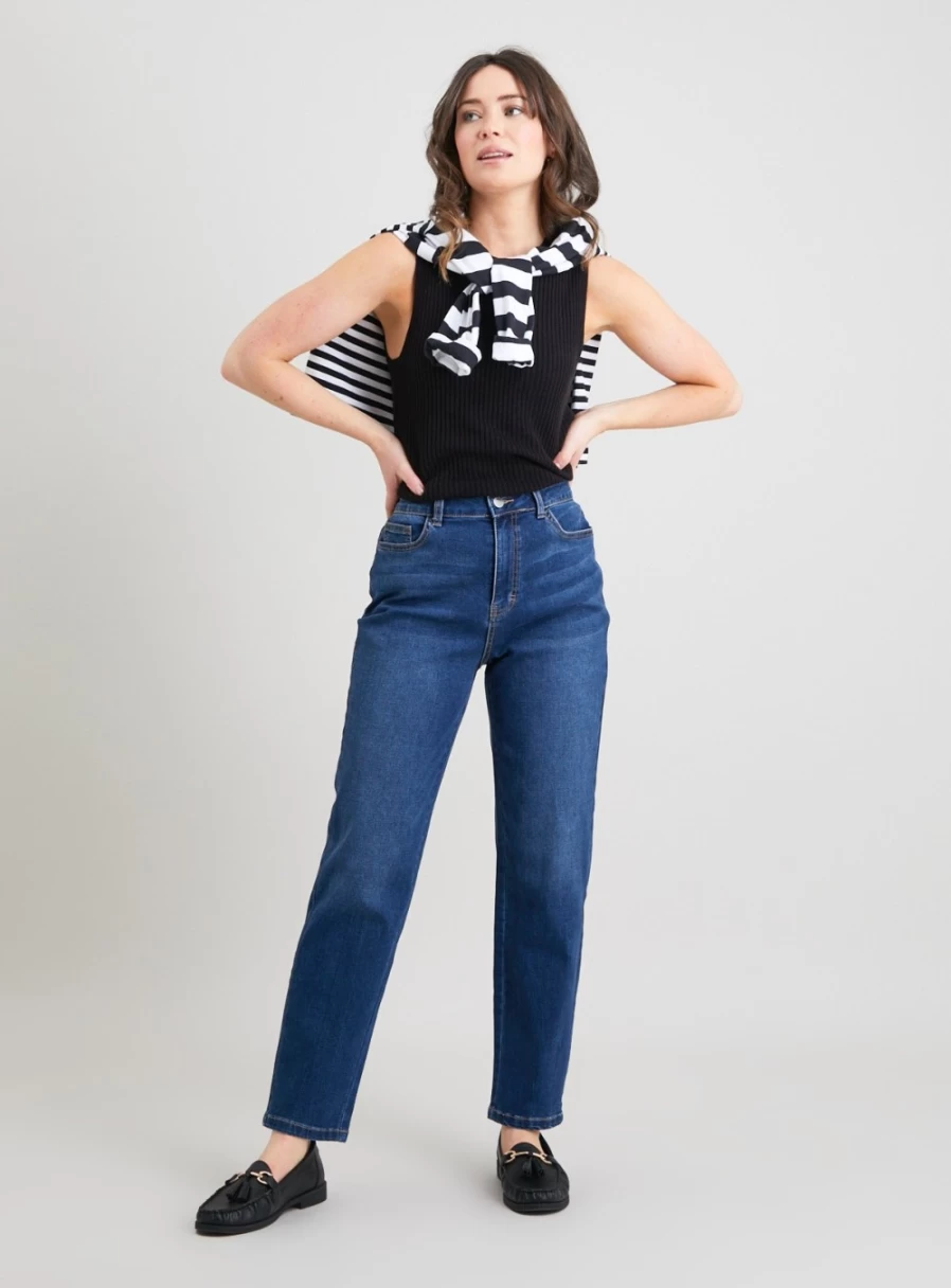 Tu Petite Women's Dark Wash Straight Leg Jeans - Size 12 | Petite Denim Pants for Women
