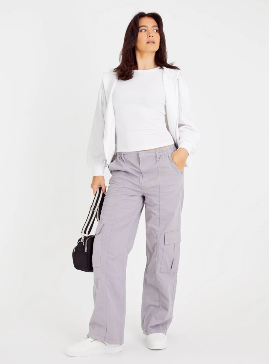 Women's Grey Straight Leg Cargo Pants by Tu - Stylish & Comfortable Trousers for Everyday Wear