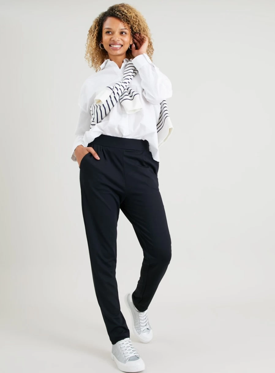 Tu Women's Black Ponte Pants - Size 14R, High-Waisted Slim Fit Trousers for Comfort & Style