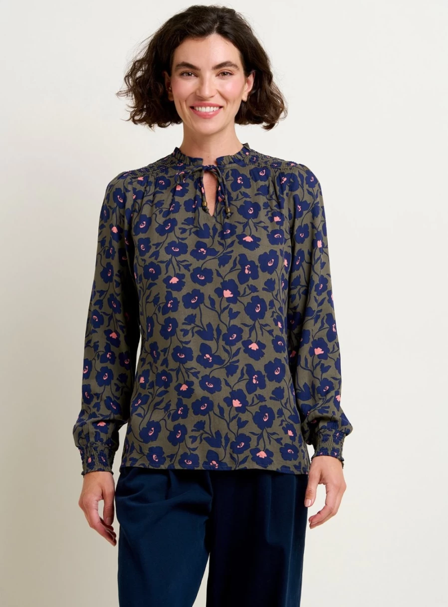 Brakeburn Women's Midnight Bloom Blouse - Stylish Floral Print Top Size 14